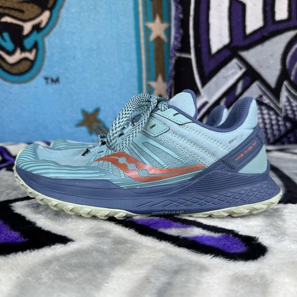 Size 7 - Saucony Woman's Mad River TR2 Blue Mesh Sneakers S10582-35 - Picture 1 of 9